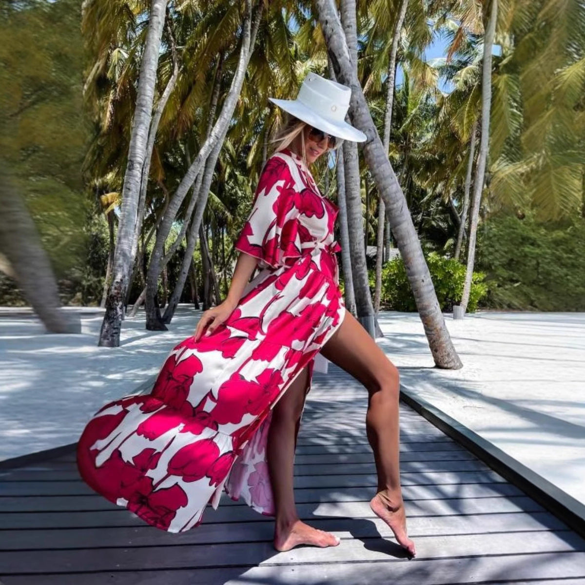 Damen eleganter Kimono mit floralem Design R&B