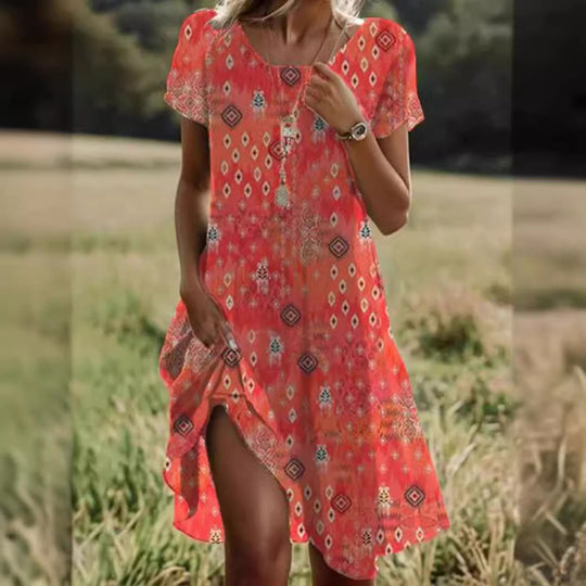 Damen Freizeitkleid mit asymmetrischem Saum und Taschen R&B