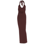 Damen Elegantes Abendkleid mit tiefem V-Ausschnitt und dekorativem Halter R&B