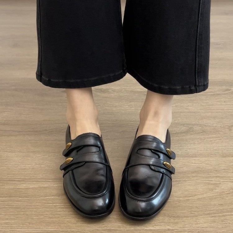 Damen elegante Mokassins mit modischen Doppelschnallen R&B