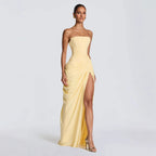 Damen Elegantes Abendkleid mit Off-Shoulder-Design und Fließendem Cape R&B
