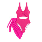 Damen Einteiler Badeanzug mit kreativen Cut-Outs und stilvollem Wickelrock