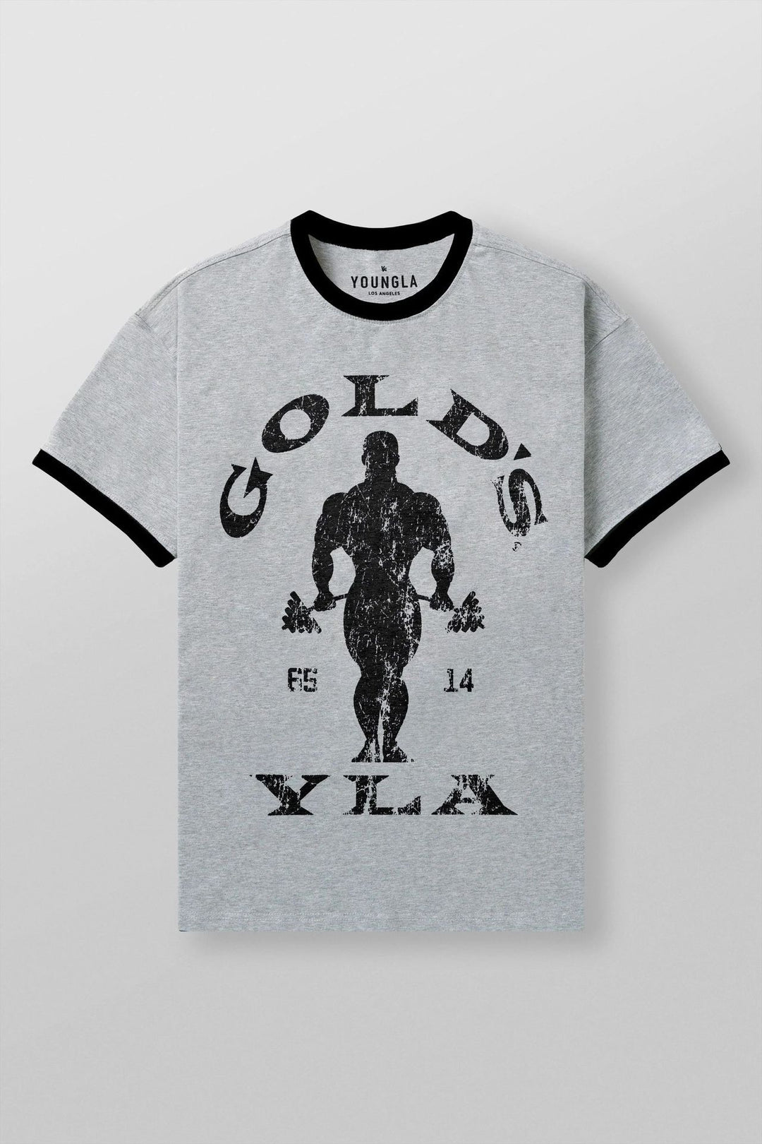 Herren nan Vintage Trainingsshirt mit Rundhalsausschnitt Kontrastbündchen und Retro-Bodybuilding-Druck R&B