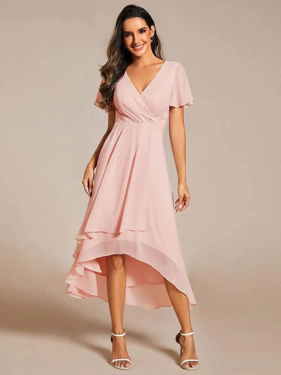 Damen Elegantes Wickelkleid mit asymmetrischem Saum R&B