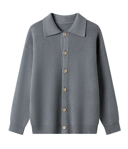 Damen Gemusterte Strickjacke mit Kragen und Knopfleiste R&B