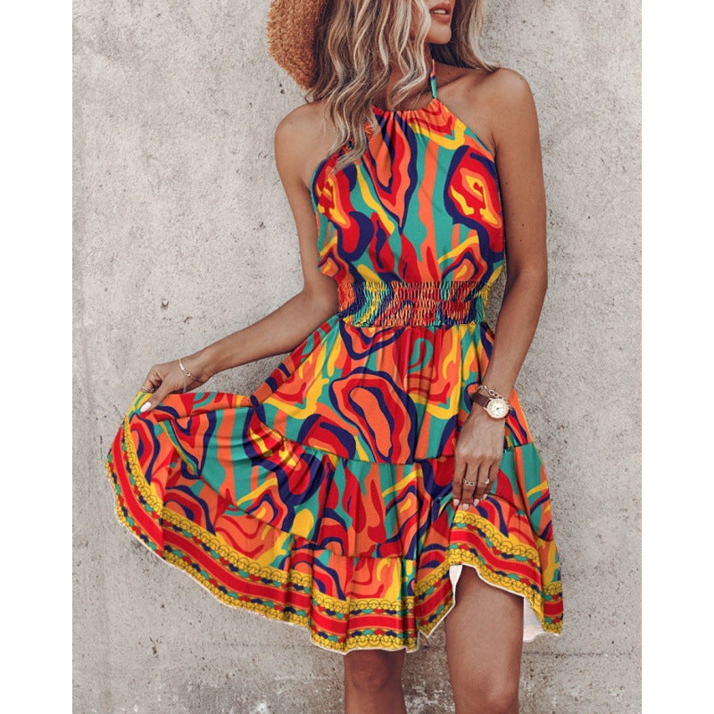 Damen Freizeitkleid mit floralen Druckdetails und Taillengürtel R&B