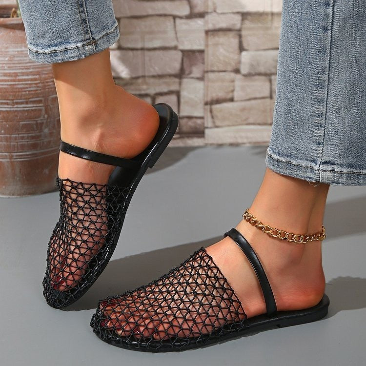 Damen Offene und luftige Riemchen-Sandalen mit Netzdesign R&B