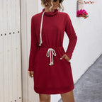 Damen Lässiges Kleid mit Kordelzug und praktischen Taschen R&B