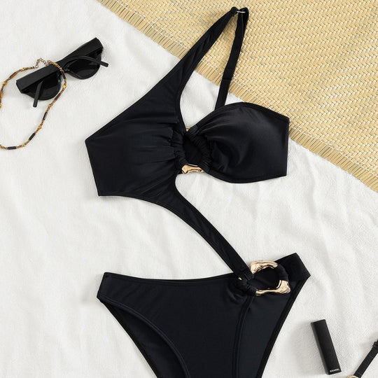Damen Asymmetrischer Einteiler mit modischen Cut-Outs R&B
