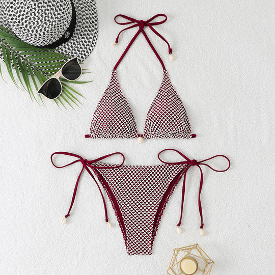 Damen Triangel-Bikini mit Netzstruktur R&B