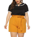 Damen modisches Oberteil mit Rüschenärmel und eleganten Shorts R&B