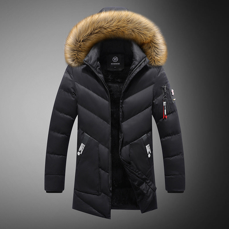 Herren gesteppte Winterjacke mit abnehmbarem Kunstfellkragen und praktischen Taschen R&B