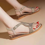 Damen elegante Plateau-Sandalen mit glitzernden Akzenten und komfortablem Fußbett