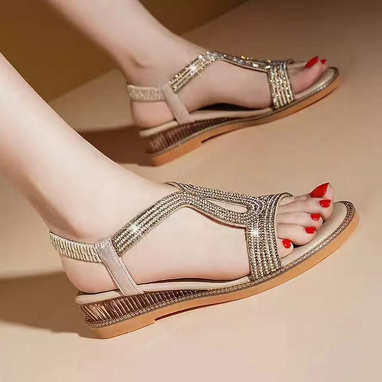 Damen elegante Plateau-Sandalen mit glitzernden Akzenten und komfortablem Fußbett