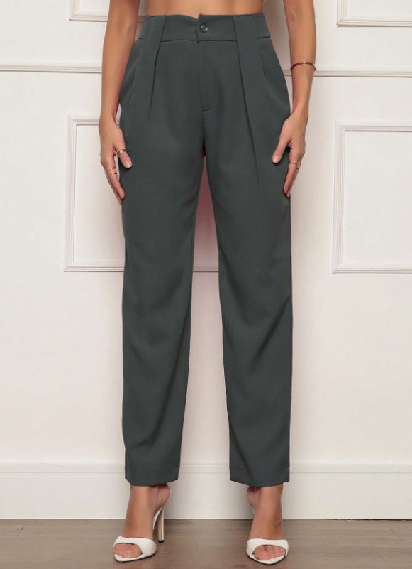 Damen elegante Hochbundhose mit Faltendetails R&B