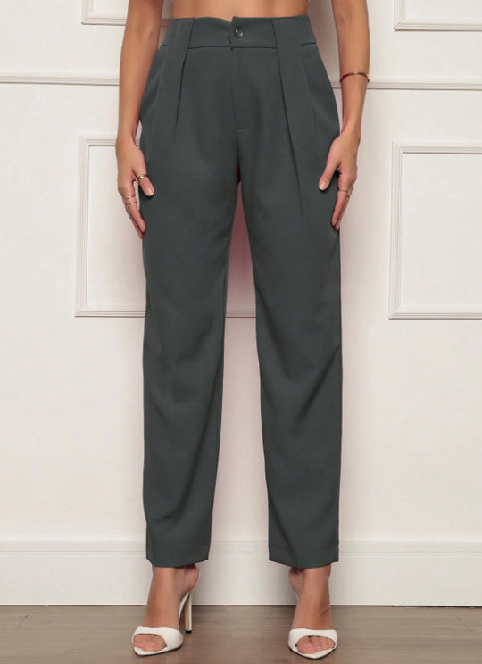 Damen elegante Hochbundhose mit Faltendetails R&B