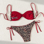 Damen Triangel-Bikini mit animalischem Druck und verstellbaren Trägern R&B