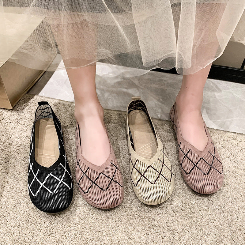 Damen leichte und atmungsaktive Ballerinas aus flexiblem GewR&Be R&B