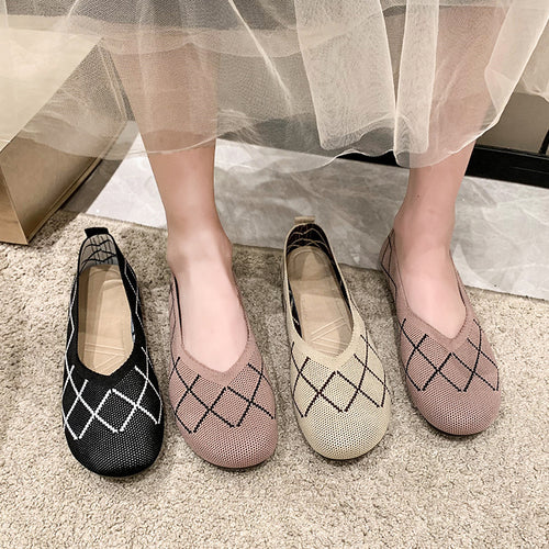 Damen leichte und atmungsaktive Ballerinas aus flexiblem Gewebe R&B