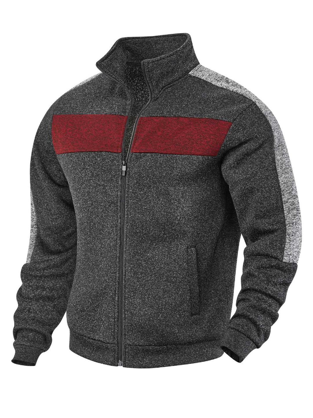 Herren Sportliche Fleecejacke mit hohem Kragen und reflektierenden Akzenten R&B