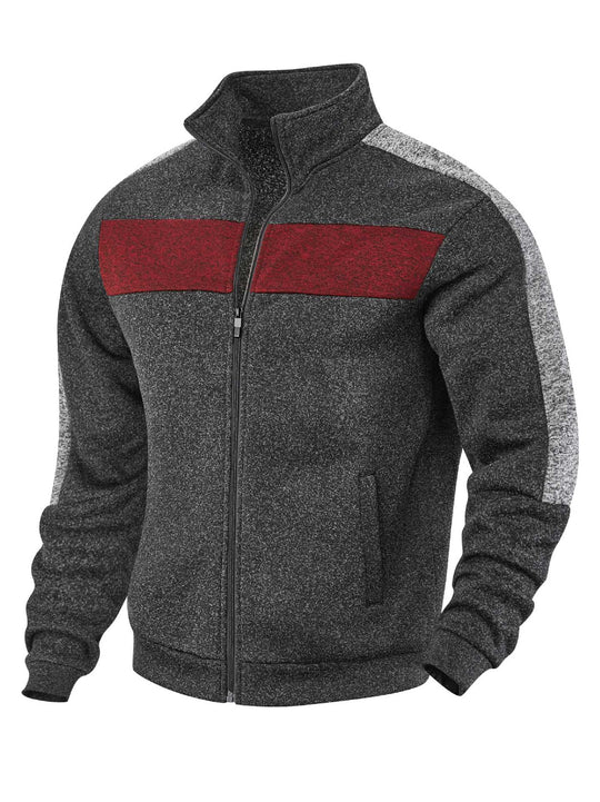 Herren Sportliche Fleecejacke mit hohem Kragen und reflektierenden Akzenten R&B