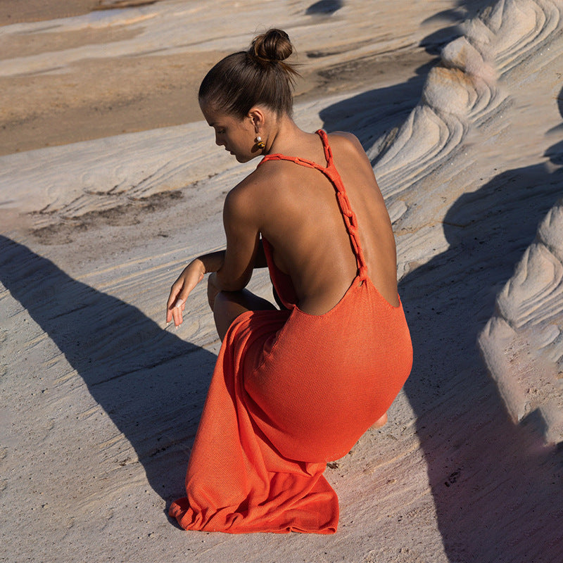 Damen elegantes Maxikleid mit verführerischen Seitenschlitzen R&B
