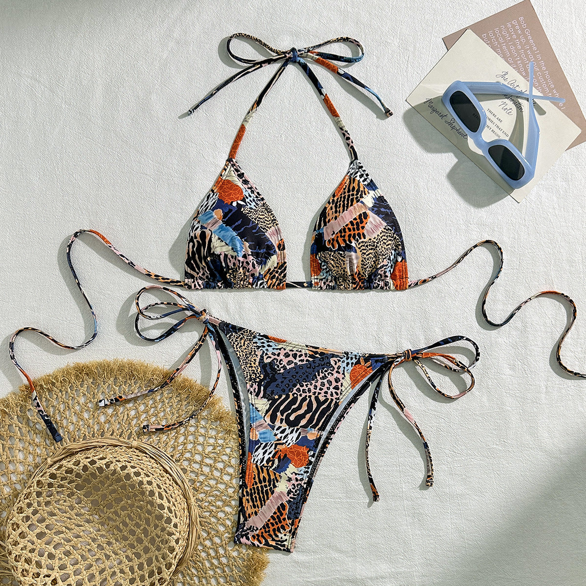 Damen Triangel-Bikini mit modischem Tiermuster R&B