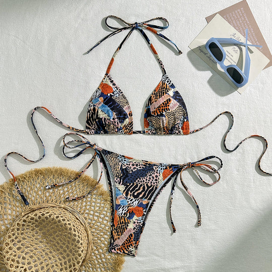 Damen Triangel-Bikini mit modischem Tiermuster R&B