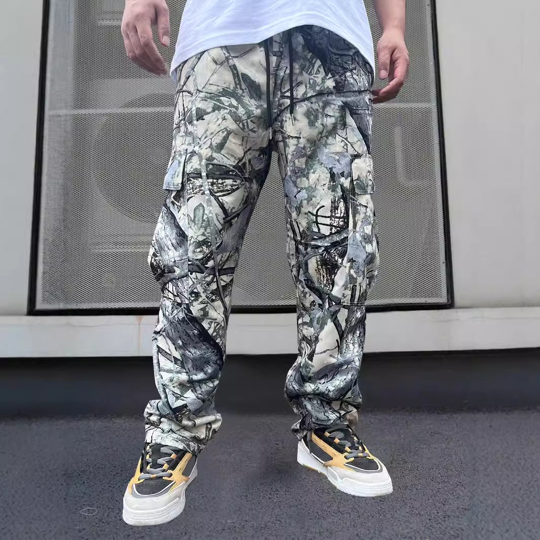 Herren Cargo-Hose im modernen Camouflage-Design mit elastischem Bund und mehreren Taschen R&B