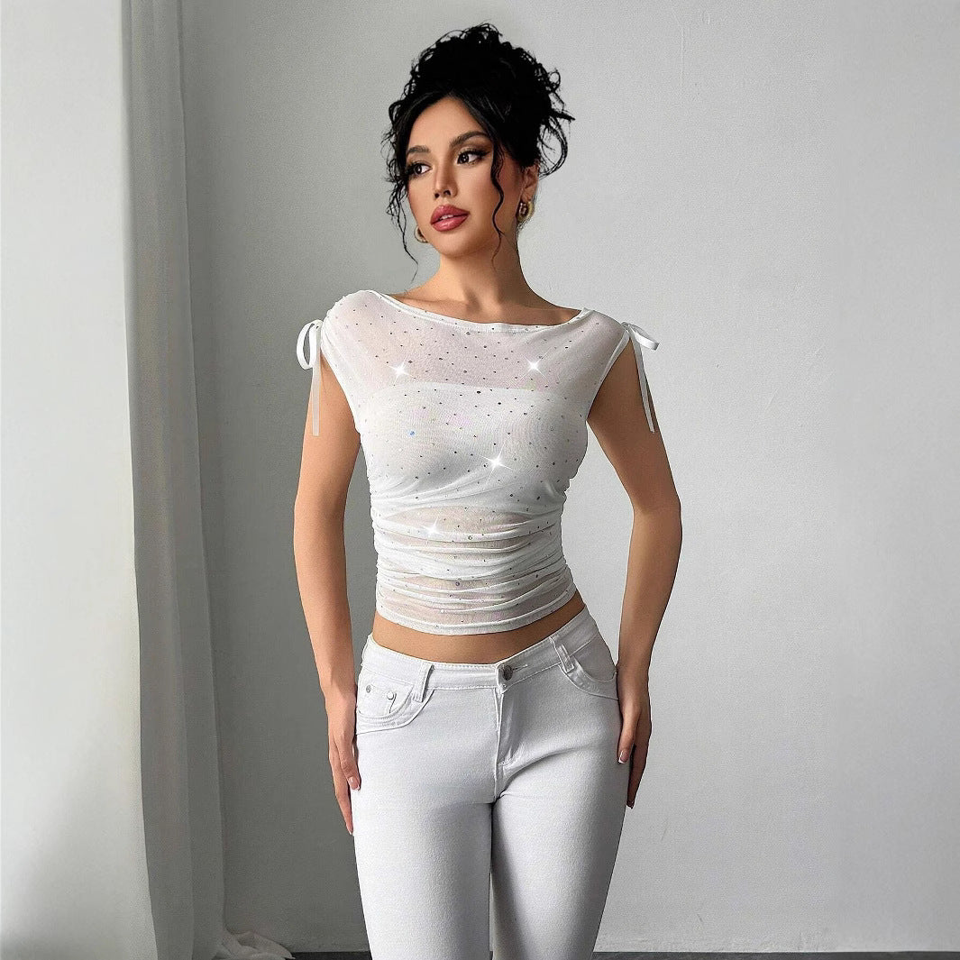 Damen Funktionsshirt mit Glitzerakzenten und verstellbaren Trägern R&B