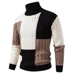 Herren hochwertiger Strickpullover mit modernem Farbblockdesign R&B