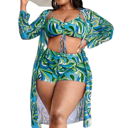 Damen Zweiteiliges Badeset mit durchscheinendem Cover-Up R&B