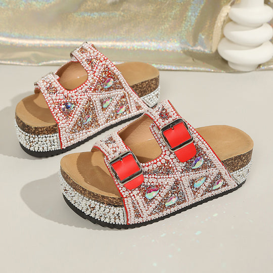 Damen Glamouröse Plateau-Sandalen mit funkelnden Strassdetails und komfortabler Sohle R&B