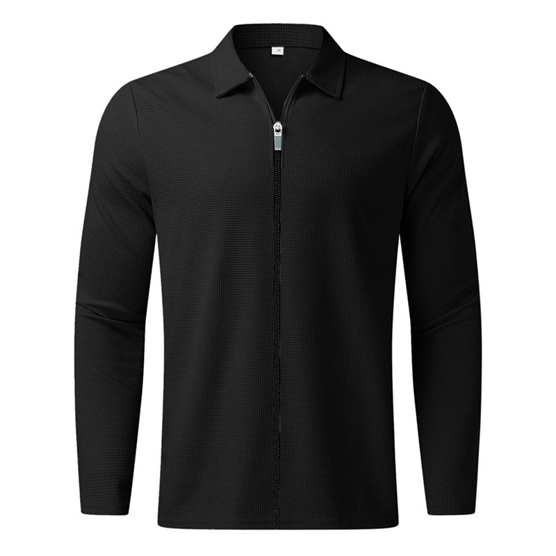 Herren Sportliches Langarm-T-Shirt mit Reißverschluss und atmungsaktiver Struktur R&B