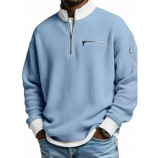 Herren Sweatshirt mit hohem Kragen und praktischem Reißverschluss R&B