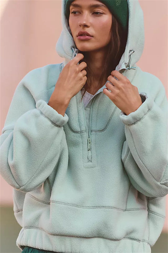 Damen Trendige Fleecejacke mit oversized Kragen R&B