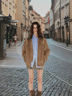 Damen Luxuriöse Wildlederjacke mit modernem Stehkragen R&B