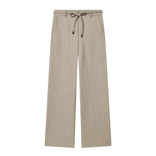 Damen elegante, weit geschnittene Hochbundhose mit geometrischem Streifenmuster R&B