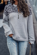 Damen lässiger Sweatpullover mit Tiermuster und Reißverschluss R&B