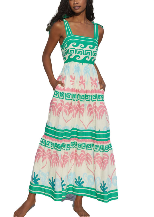 Damen Sommerliches Maxikleid mit einzigartigem grafischem Muster und praktischen Taschen R&B