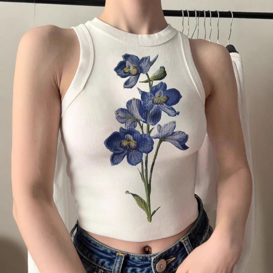 Damen ärmelloses Oberteil mit floralem Stickdesign R&B