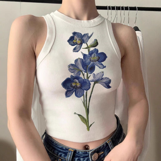 Damen ärmelloses Oberteil mit floralem Stickdesign R&B