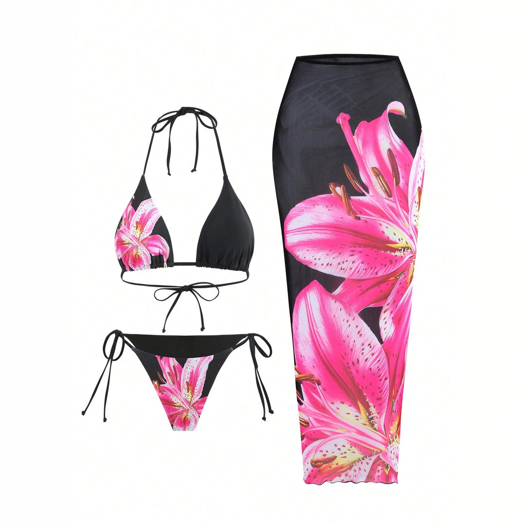 Damen Bikiniset mit floralem Wickelrock R&B