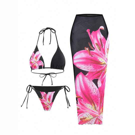Damen Bikiniset mit floralem Wickelrock R&B