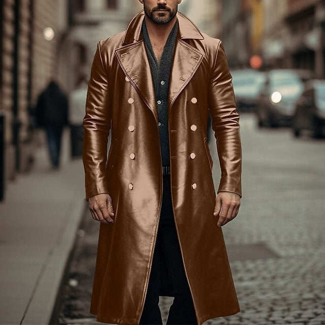 Herren eleganter und glänzender Trenchcoat R&B