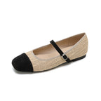 Damen Elegante Ballerinas mit modischem Riemen und hochwertiger Textur