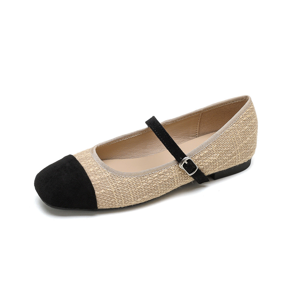 Damen Elegante Ballerinas mit modischem Riemen und hochwertiger Textur