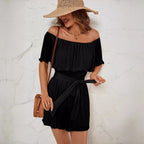 Damen Jumpsuit mit eleganter Rüsche und verstellbarem Taillengürtel R&B