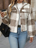 Damen Plüschjacke mit Karomuster R&B