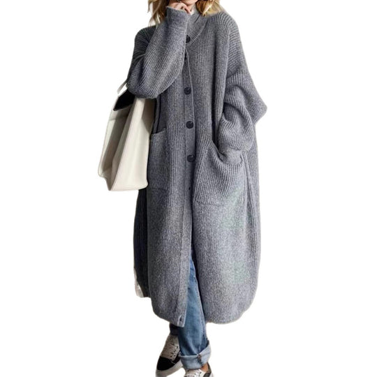 Damen Modische Strickjacke mit großzügigen Taschen und Knopfdetail R&B